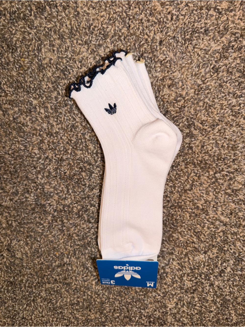 New Adidas Originals Trefoil Crew Socks White/Navy – Medium (Women’s 5-10